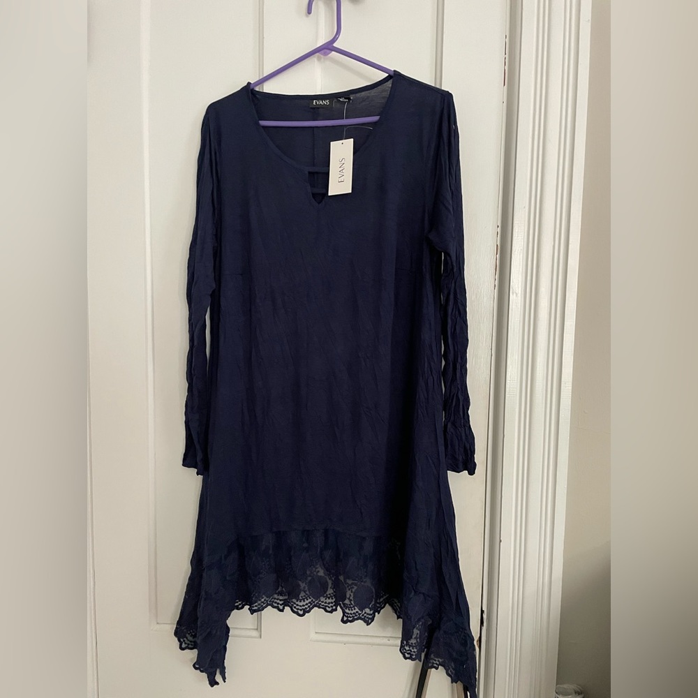 Navy Blue Sharkbite Hemline Shirt